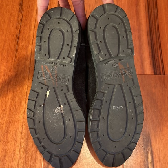 Sam & Libby Black Suede Ankle Booties with Knit Lining, Size 6 1/2 - Picture 8 of 8